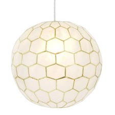 Storied Home 14"x13" Capiz Honeycomb Globe Pendant Light Capiz White