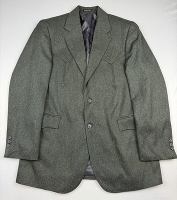 Vintage Circle S Western Blazer Sport Coat Olive Gray 42R Cowboy Ranch Jacket