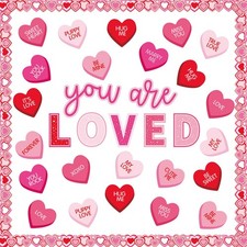 82Pcs Valentine's Day Conversation Heart Bulletin Board Set Love Heart Cutouts