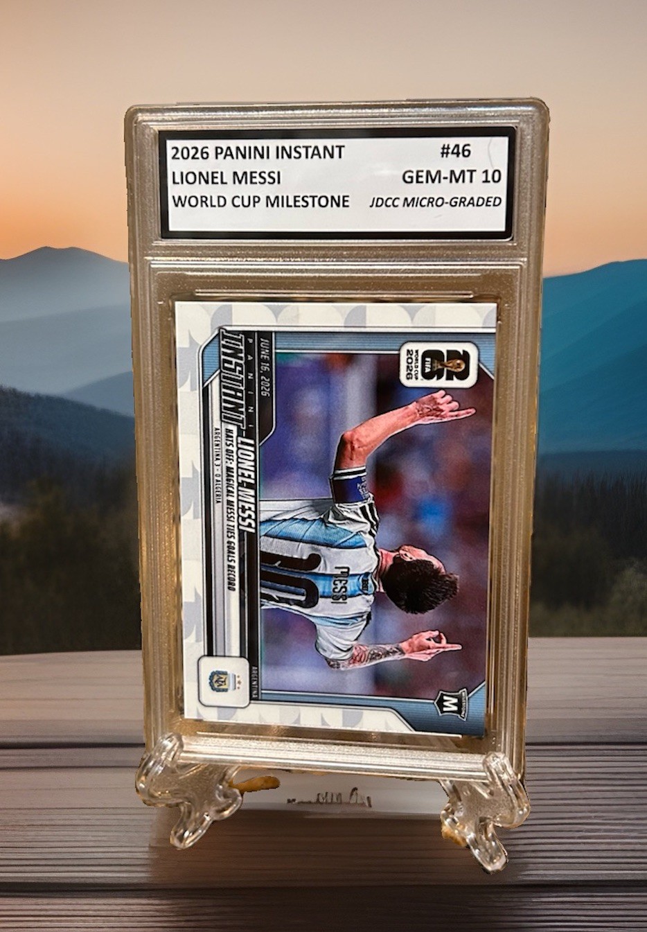 GRADED GEMMT 10 Lionel Messi 2026 Hat Trick Panini Instant World Cup #46. COA! view 4