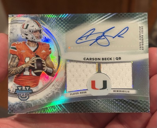 Beck Patch 2025 Bowman Best U - Carson Beck Patch Auto!!! Game Used! Miami ...