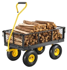 500 Lbs Steel Garden Cart, Heavy Duty Utility Wagon with 10" Tires & Mesh Sides