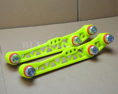 Hyper Yellow Rear Lower Control Arm + Polished Dress Up Kit For 1988-1995 Civic