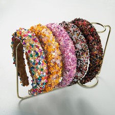 Women's 3.5cm Wide Multi-Color Acrylic Beads Padded Headband Hairband