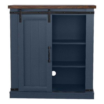 Pemberly Row 32'' Compact TV Stand for 40'' TVs with Barn Door Design - Navy