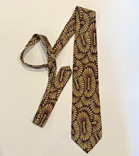 Krizia Uomo Tie Made in Italy  Brown Beige Abstract Pattern  3.75  x 57  