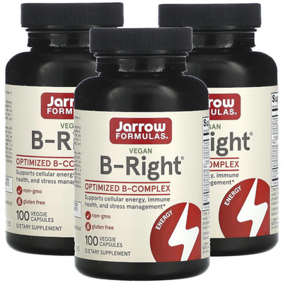 Jarrow B-Right 100 Veggie Capsules Each (Pack of 3)