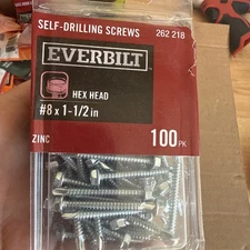 Everbilt #8 x 1-1/2 in. Self- Drilling Hex Head Sheet Metal Screws (100-Pack)