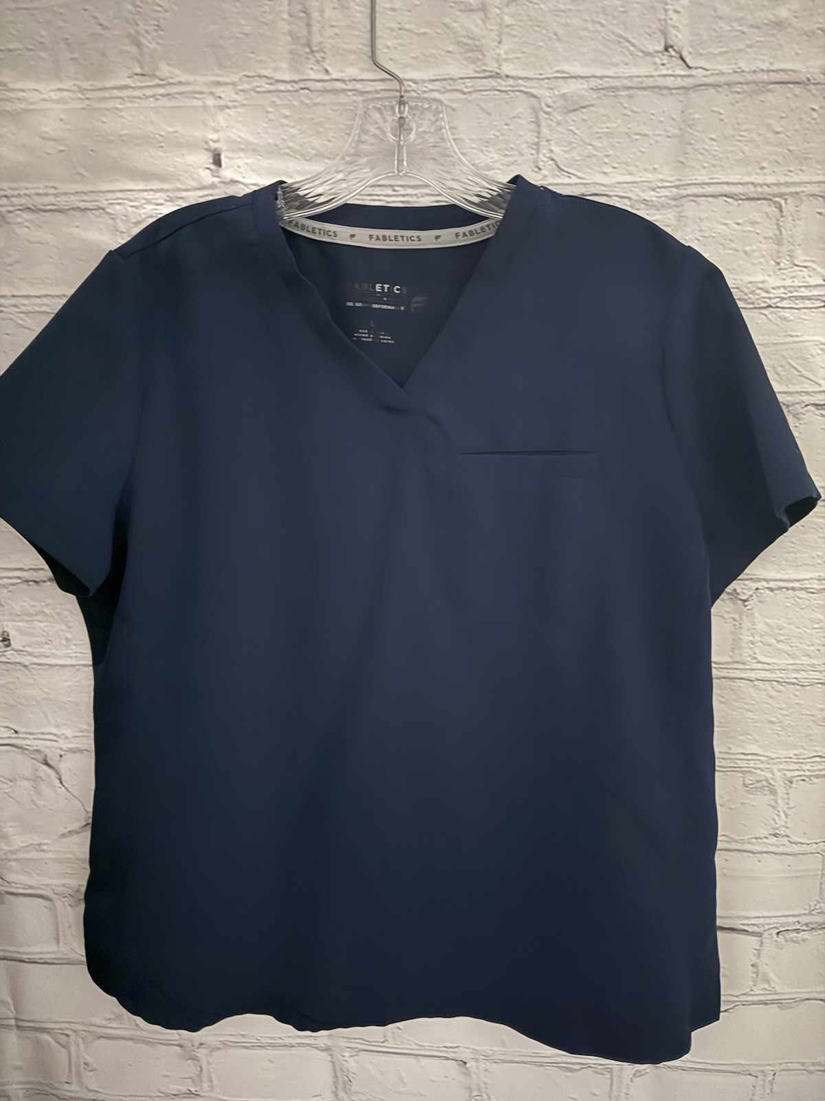 Fabletics Solid Navy Blue V-Neck Scrub Top EUC Wo… - image 1
