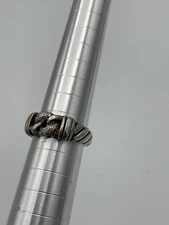 David Yurman Silver Cuban Link Ring with Diamonds Size 7 Authentic DY