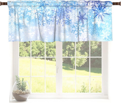 Winter Snowflake Valance for Windows Blue White Ice Snow Kitchen Window Valances