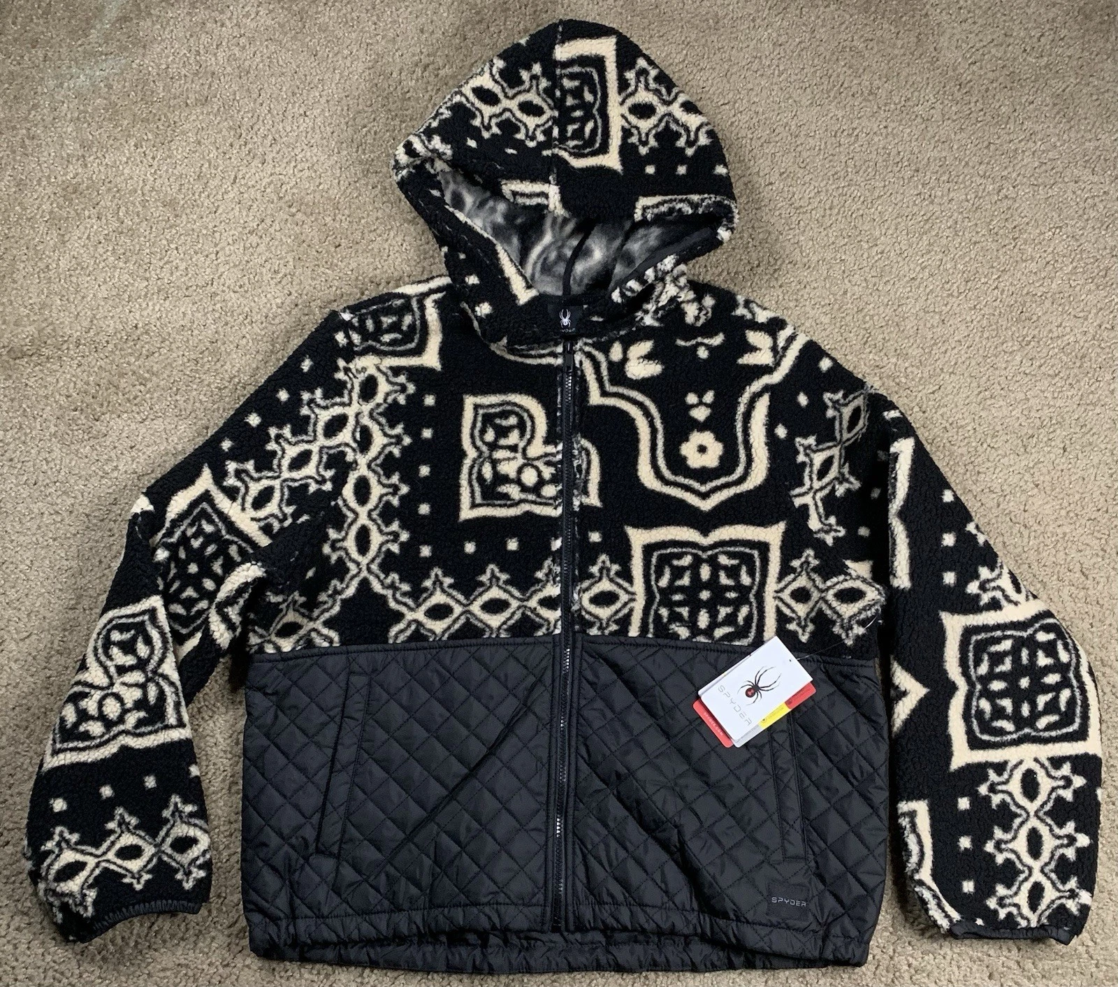 $170 MSRP SPYDER Womens XL Full Zip Fleece Aztec Hoodie UPF 30 Thermo W/Tags