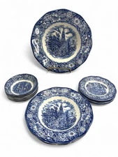 Vintage Liberty Blue Staffordshire Plates and Bowls