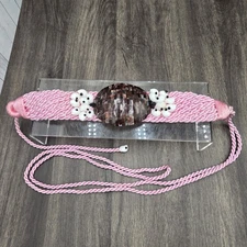 Vintage Pink Seashell Rope Belt Mosaic Shell Boho Mermaid Waist Sash