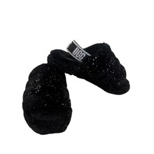 UGG Fluff Yeah Metallic Sparkle slippers Black 13 kids