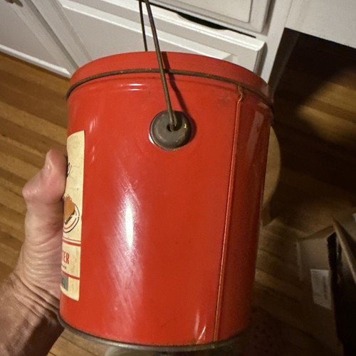 Early 20th C Luncheon Peanut Butter One Pound Tin w Lid and Bail. - Picture 5 of 23