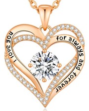 Mothers Day Gifts Forever Love Heart Birthstone One Size, Rose Gold-04-Apr