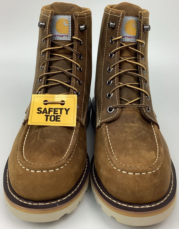 Botas de trabajo Carhartt para mujer de 6" de cuero WP sin usar, en caja, punta de seguridad de acero con cuña talla 7,5 W Foto 3 de 4