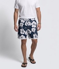 Vintage Ocean Pacific OP Mens Board Shorts Blue Sz L36 Hibiscus Floral Swim Surf