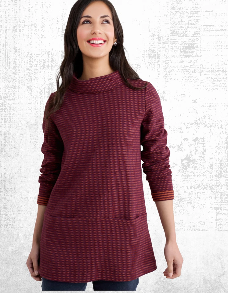 Women’s Seasalt Jersey Tunic Path Cotton Long Sleeve Deep Bramble Purple Pockets - Image 2 of 4