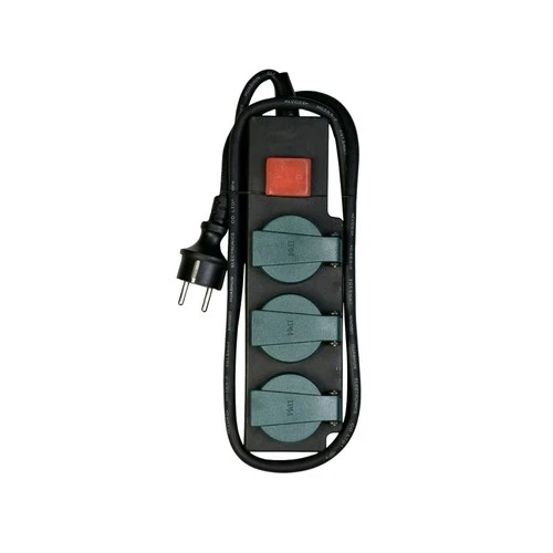 Feuchtraum Steckdosenleiste 3-fach IP44 mit Schalter Klappdeckel 3m Kabel