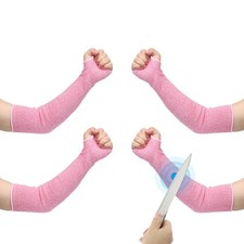2Pairs XL Arm Protectors Sleeve Cut Resistant Sleeve with Thumb Hole Pink