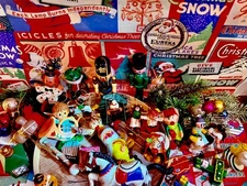 Vintage Christmas 60 Piece Whimsical Kitsch 1970-80’s Wooden Ornament Lot Taiwan