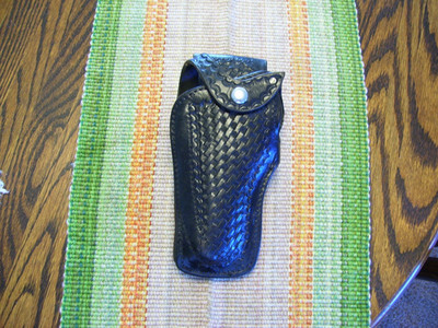 Safety Speed Break-Front Blk Leather Belt Holster S&W Med Frame DA Rev 4'' Bbl LH