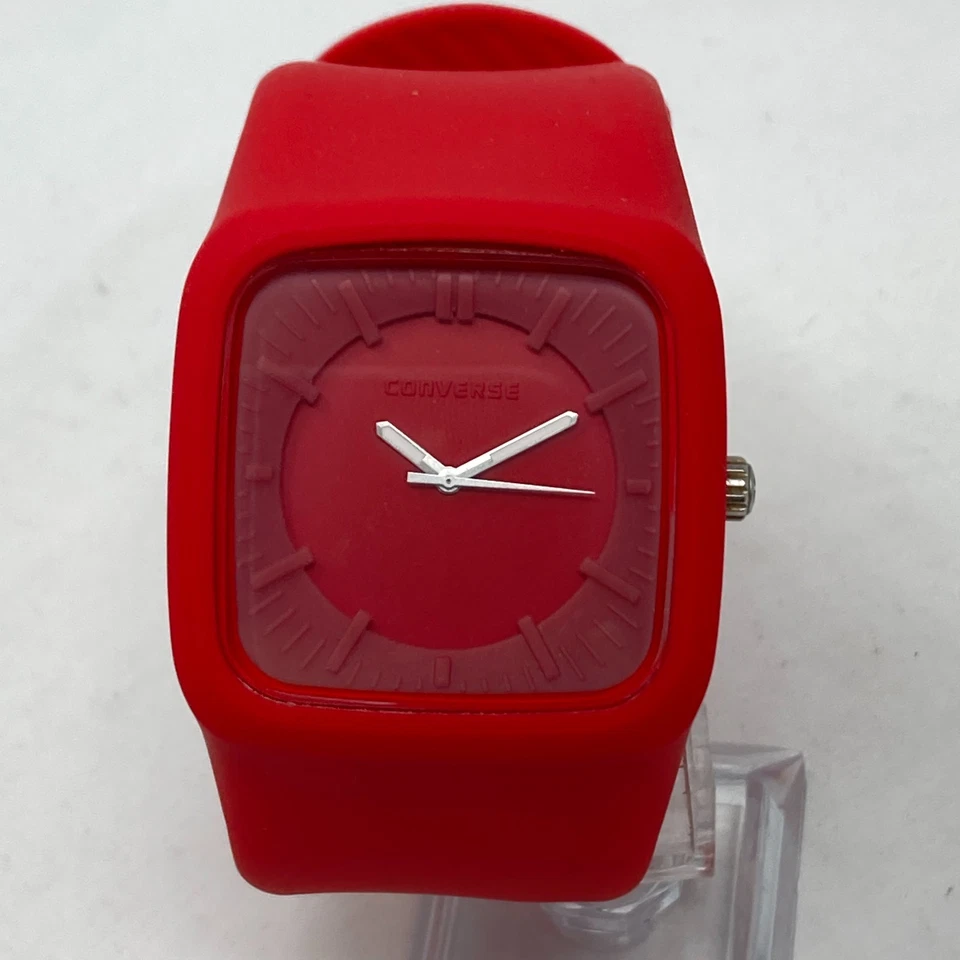 Converse Watch Men 42mm Red Square VR004 WR 50M Silicone New Battery 10" - Image 3 of 4