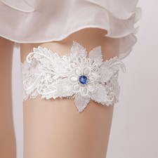 Women Wedding Leg Garter Bridal Lingerie Lace Rhinestone Bead Flower Band Gift