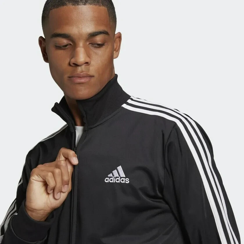 Adidas men Essentials Warm-Up 3-Stripes Track Jacket Black/White