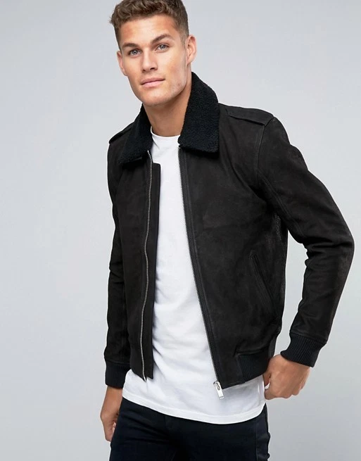 Black Quilted Mens Leather Bomber Jacket Genuine Leather Bomber Jackets For Men Leather Flight Bomber Jacket Air Force Aviator, Black / XS