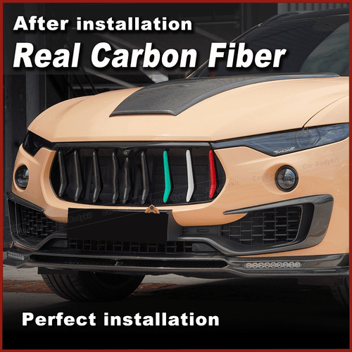 For Maserati Levante Carbon Vorderseite Grill Dekoration Streifen Refit Turning - Picture 3 of 12