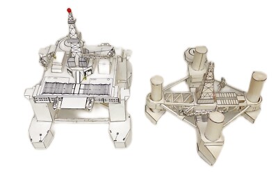 2 Paper Models Drilling Platform OffShore Deep Water Rig & Hand Written Note