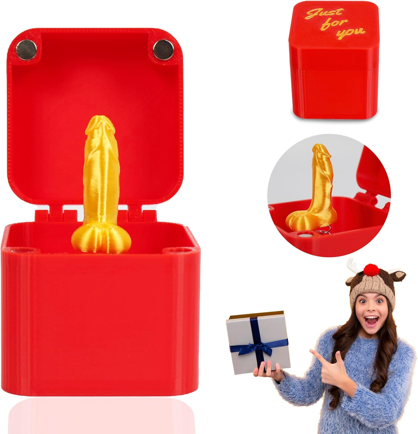 Middle Finger in a Box, Surprise Spoof Funny Prank Gag Gifts for Men,White Eleph