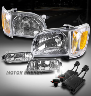 2001-2004 Toyota Tacoma Black Euro Headlights w/ Amber Corner Lights