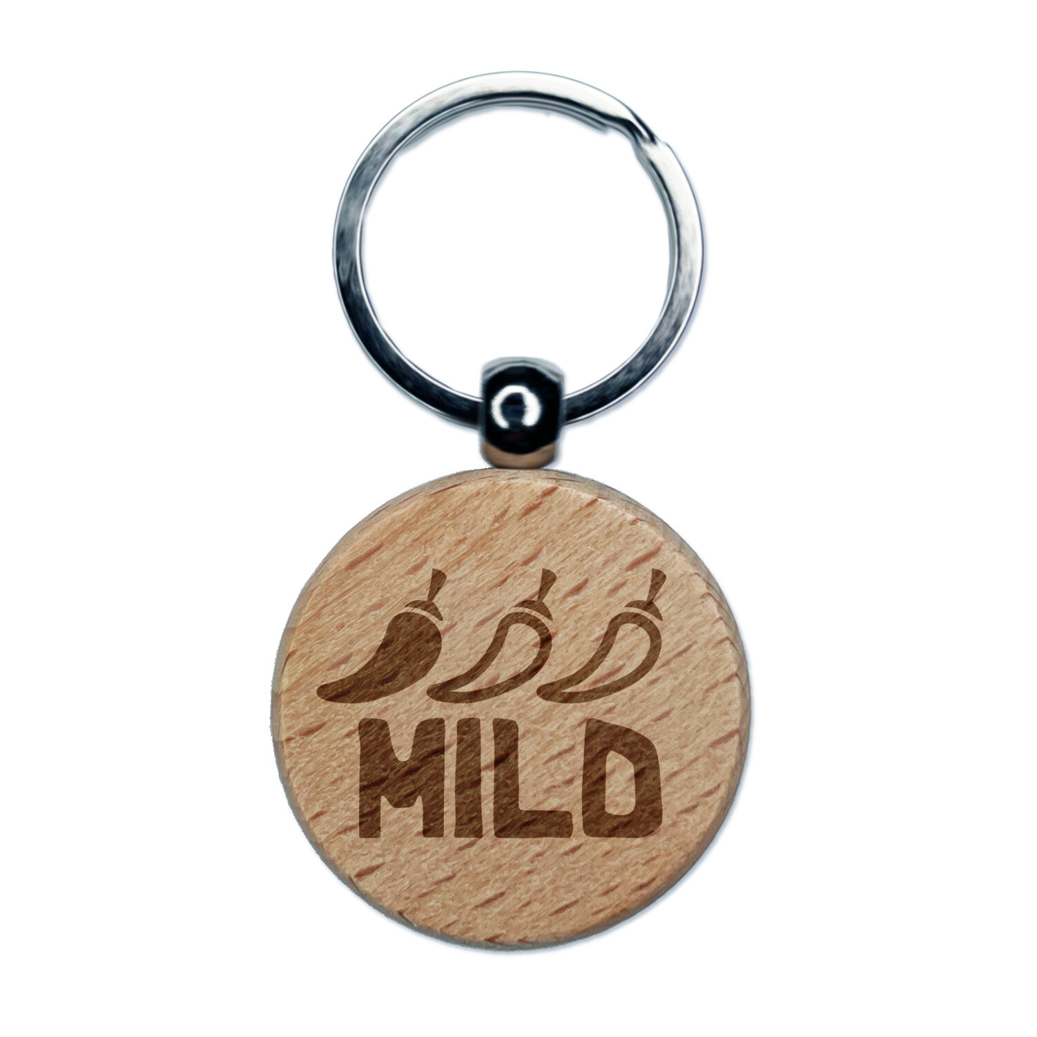 Flavor Mild Engraved Wood Round Keychain Tag Charm