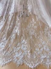 Chantilly Lace Soft Wedding Lace Fabric Scalloped Trim Lace Tops Bridal Dress