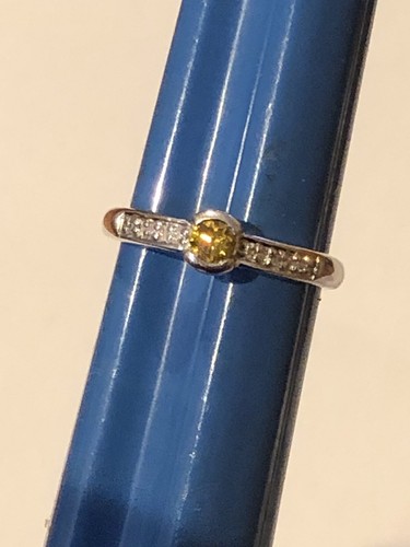 Designer DK 18ct 750 White Gold Yellow Diamond Solitaire Engagement Ring 3.1g - Picture 8 of 13