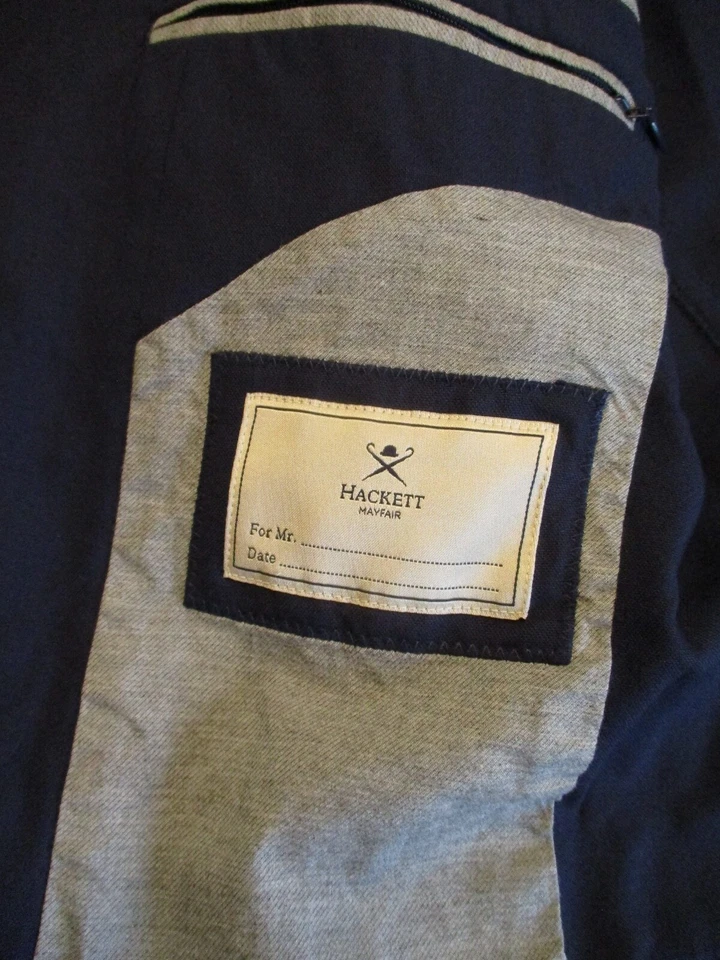 Hackett Mayfair dark blue all season wool modern blazer sport coat jacket 38S - Image 3 of 4
