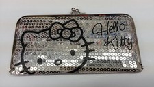 SANRIO HELLO KITTY LADY WOMEN DAZZLED SEQUIN KISS LOCK FRAME WALLET SILVER L K