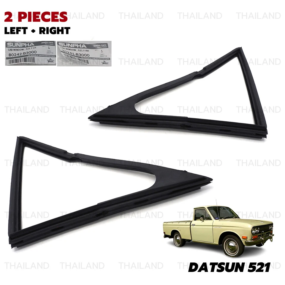 Pair Quarter Window Vent Rubber Fits Datsun Nissan 1300 521 Pickup 1966 - 1972 - Image 3 of 4