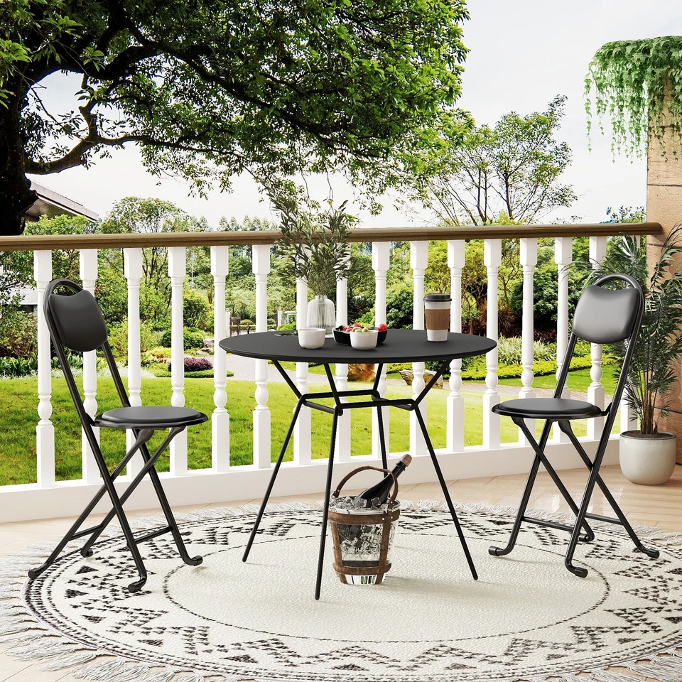 2pcs Folding Stool Portable Chairs w/Back & Cushioned Padded for Outdoor Indoor - Image 2 of 4