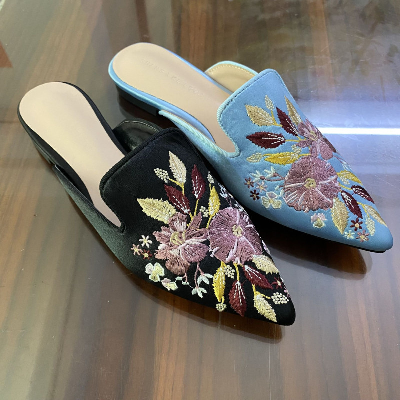 PANTOFOLA D’ORO Scarpe ciabatte donna mules a punta ricamo slide floreali ballerine casual taglia