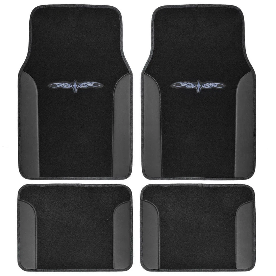 Fundas de asiento y alfombrillas clásicas de tela de polietileno gris y negro de 2 tonos - Juego de 13 piezas Foto 3 de 4