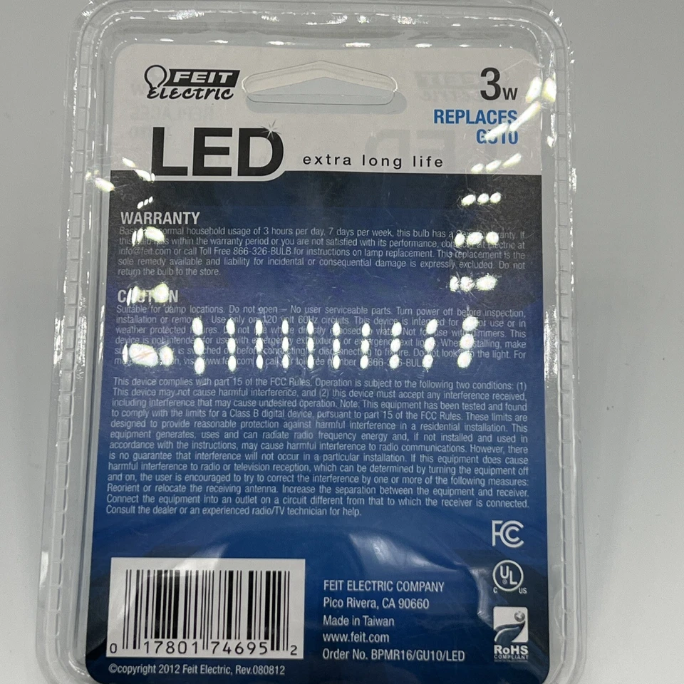 FEIT Electric Replaces GU10 Base 3W MR16 Flood Track Lighting 120V 1 Light Bulb - Image 4 of 4