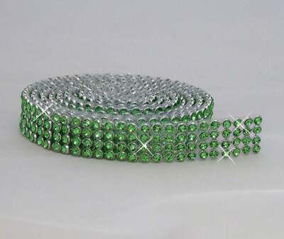 Hotfix LIGHT PERIDOT Mesh Strassband SS8 Borte 1,3 cm 4 Reihen zum aufbügeln
