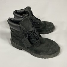 Timberland Premium 6 Inch Waterproof Boots Junior Sz 4.5 Black Nubuck 12907