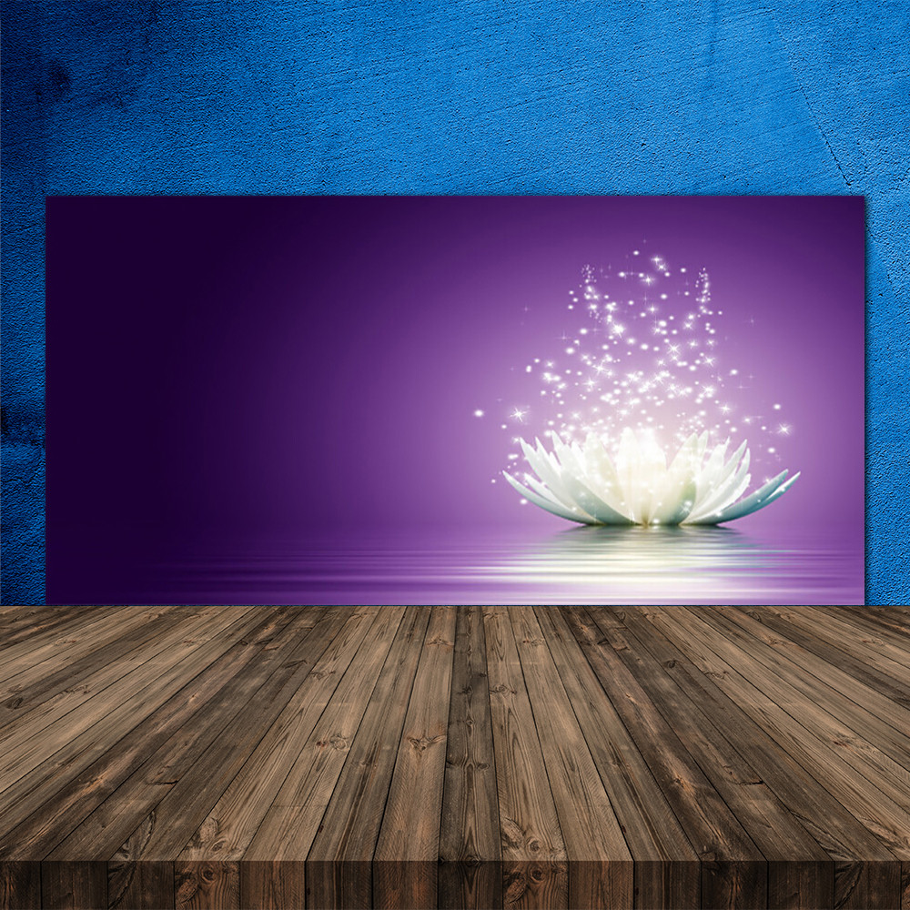 Crédence de cuisine en verre motif lotus floral de dimensions 120x60 cm