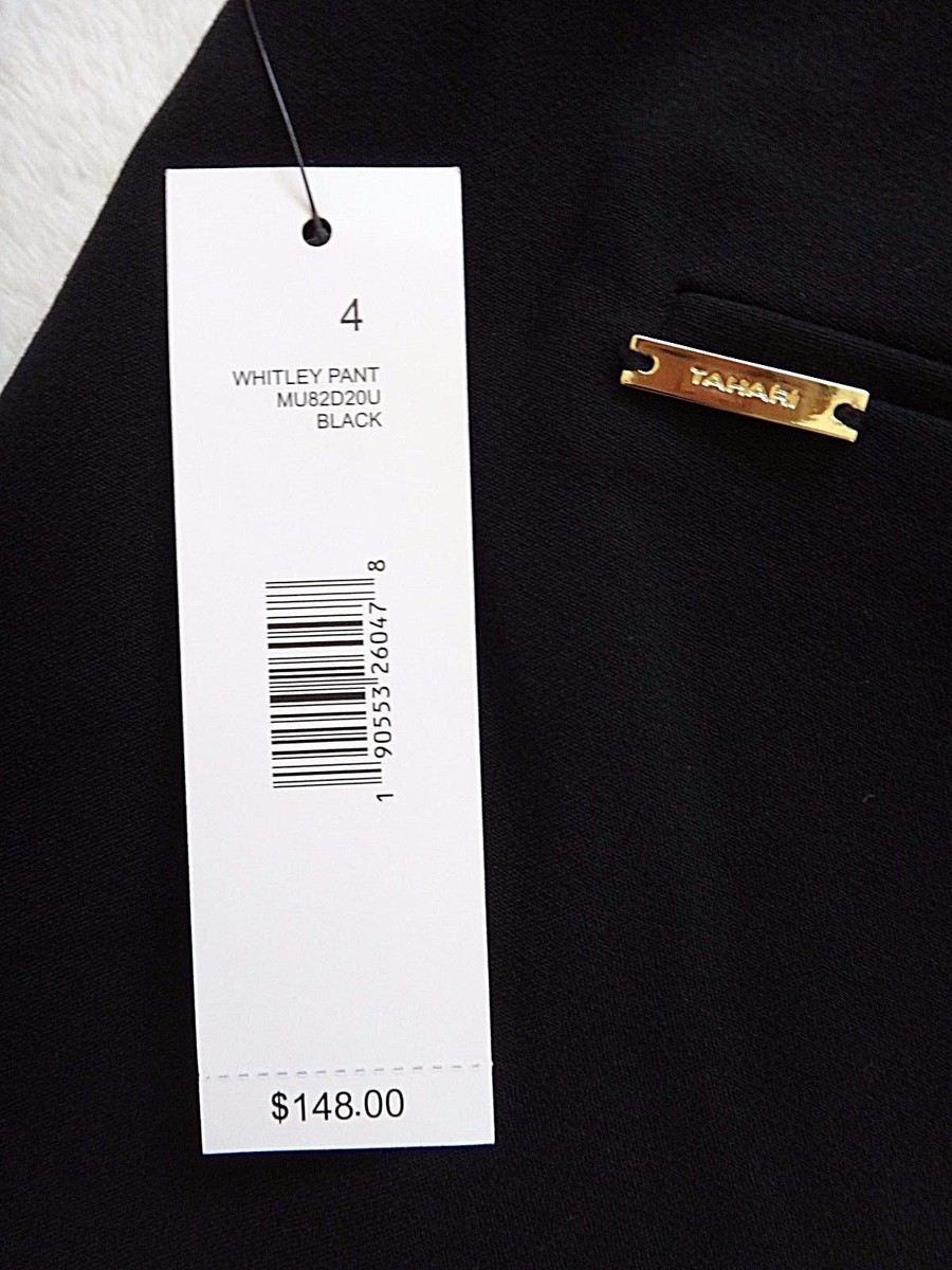 Tahari Dress Pants Women's Size 4 Black Whitley Front Zipper